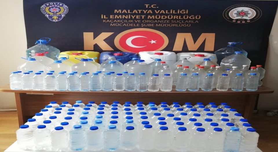 Malatya’da 318 litre sahte boğma rakıya el konuldu