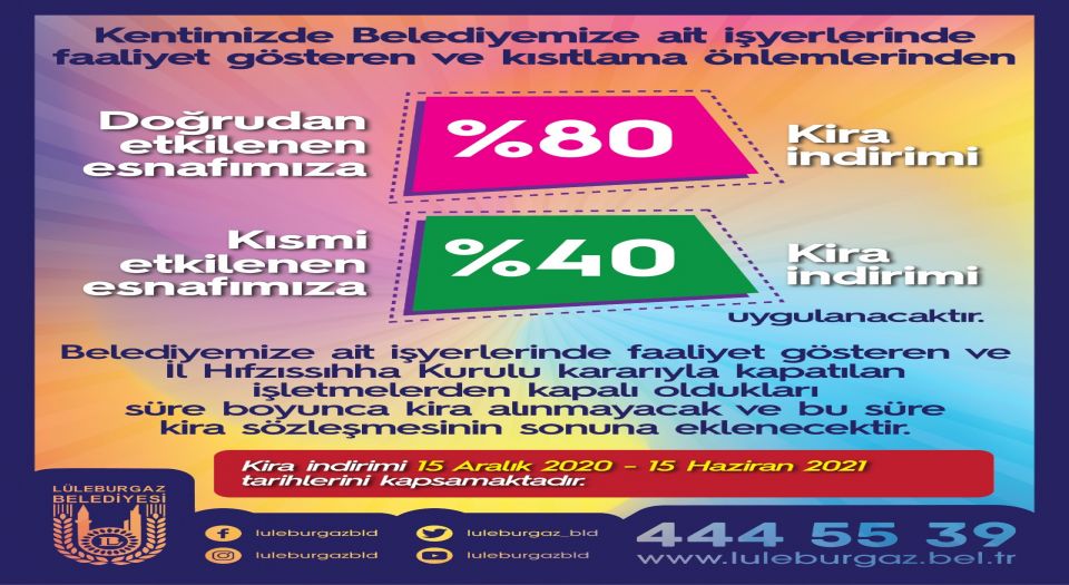 Lüleburgaz Belediyesi'nden esnafa destek