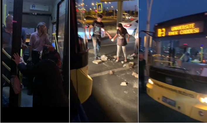 Diyarbakır'da belediye otobüslerinin azlığını protesto eden mahalleli yolu trafiğe kapattı