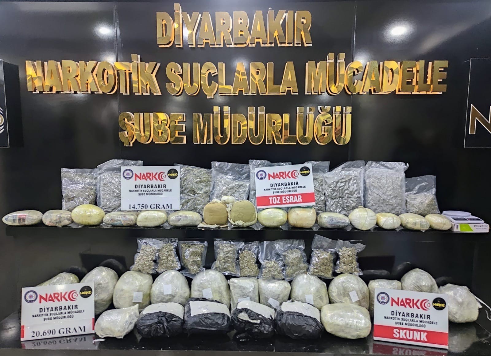 Diyarbakır’da 44 kilo 263 gram uyuşturucu ele geçirildi