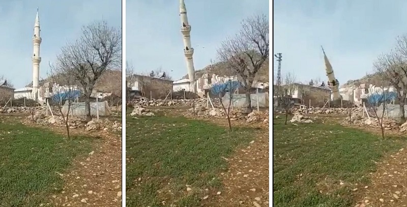 Diyarbakır’da hasarlı Cami minaresi kontrollü yıkıldı