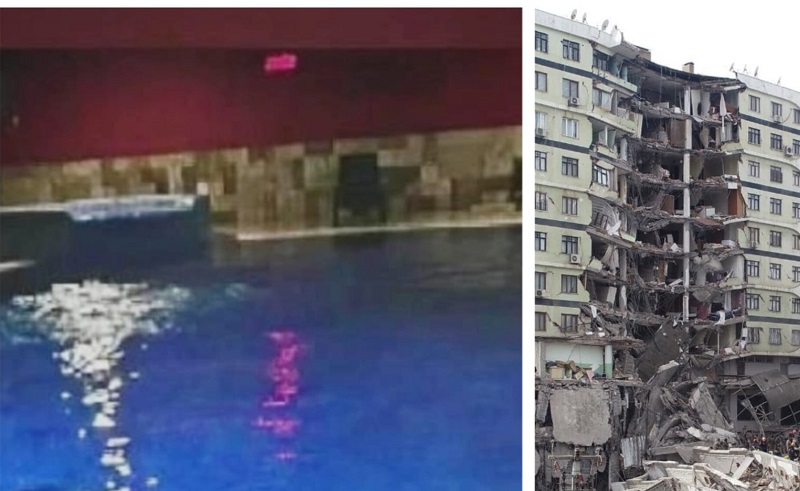 Diyarbakır'da 89 kişiye mezar olan Galeria'da kolonları kesilen havuzun görüntüleri