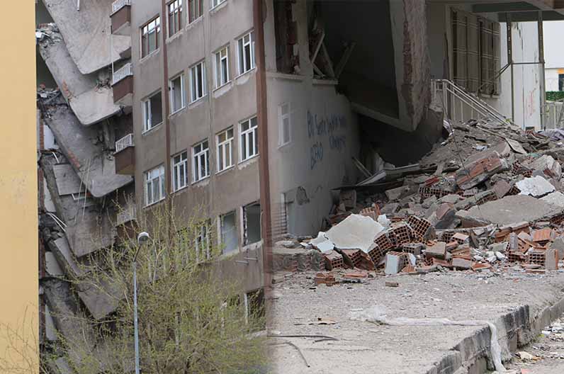 Diyarbakır'da bir bölümü çöken bina sakinleri yıkım için imzada