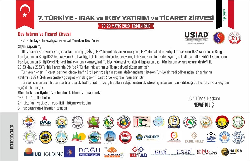 Erbil, 7. Türkiye-Irak Yatırım ve Ticaret Zirvesi’ne ev sahipliği yapacak