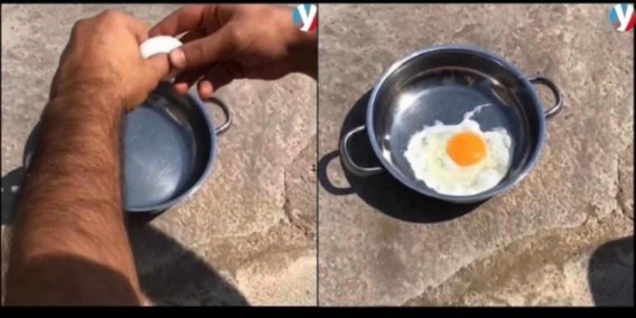 Güneşte yumurta pişirdi