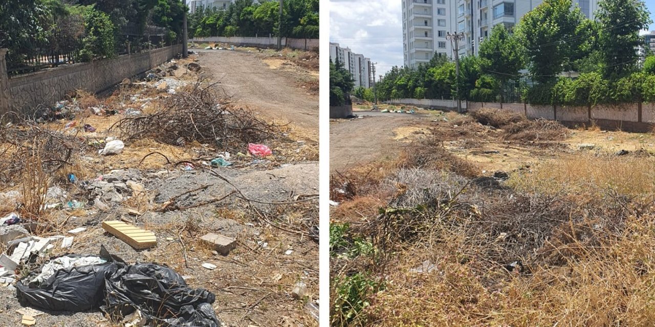 Diyarbakır’da siteler arasında kalan boş alan çöplüğe döndü