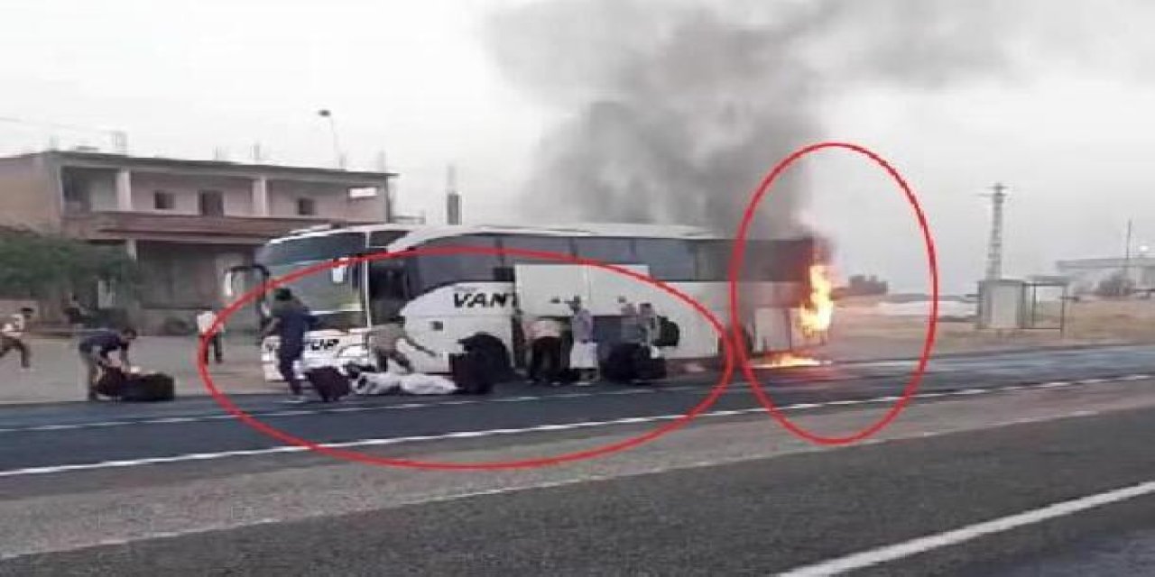 Diyarbakır'da seyir halindeki otobüs yandı