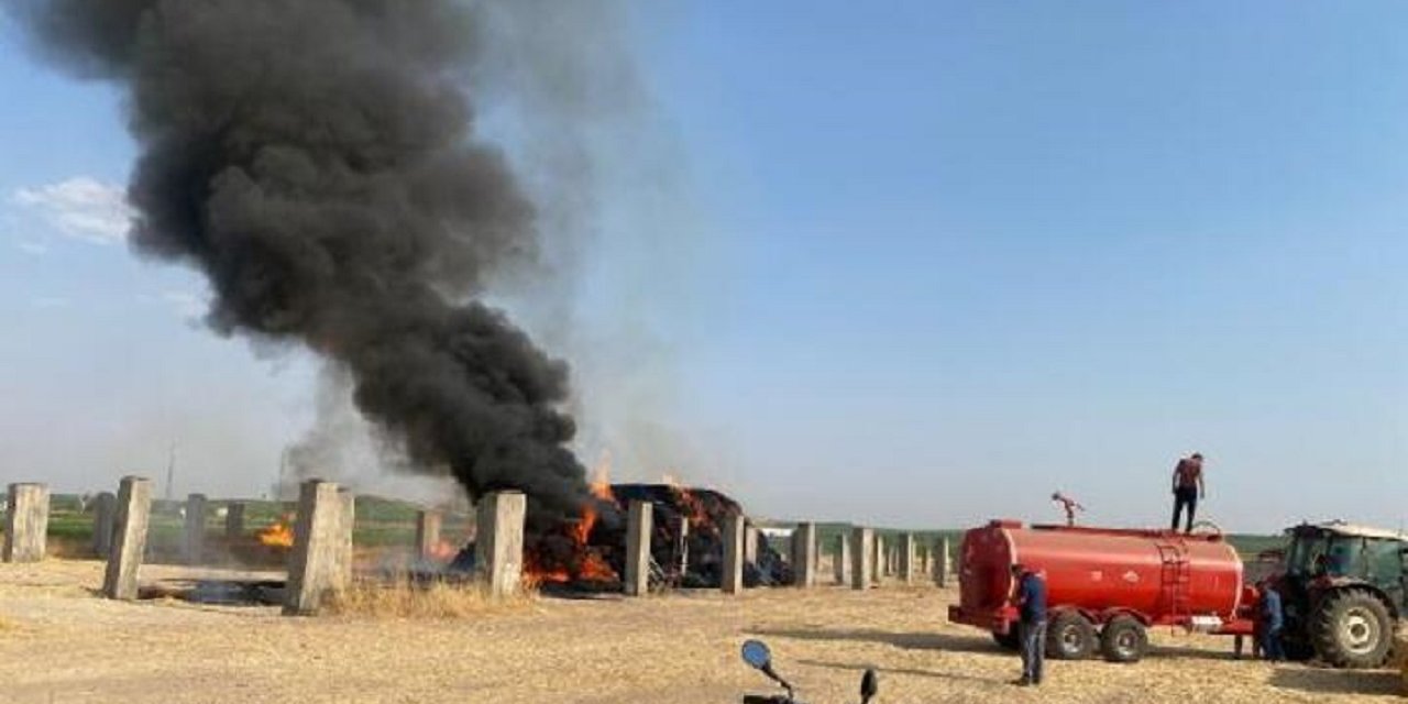 Diyarbakır’da traktörde yangın çıktı