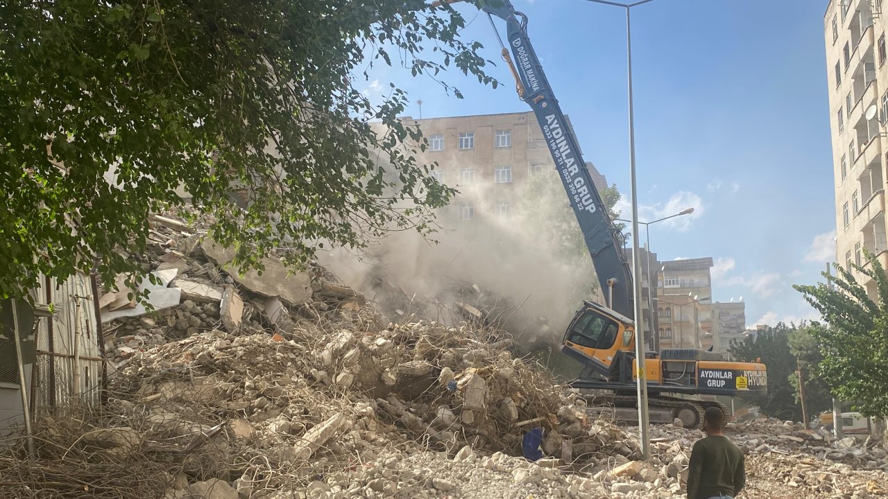 Diyarbakır'daki bina yıkımından ağaçlar da nasibini aldı