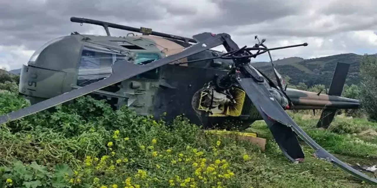 Askeri helikopter boş araziye zorunlu iniş yaptı