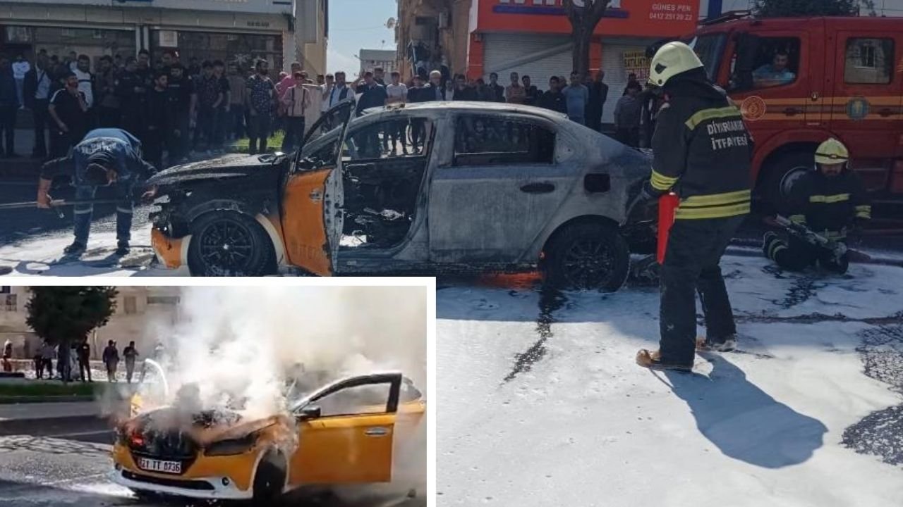 Diyarbakır’da itfaiye gecikince araç tamamen yandı