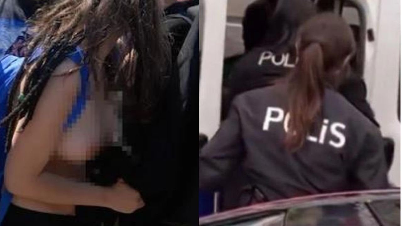 Oturma izni biten kadın soyunarak polise direndi