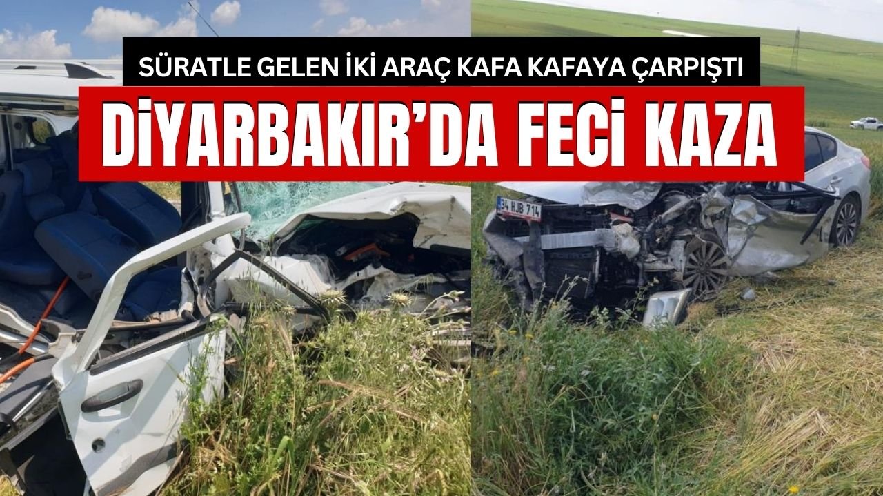 Diyarbakır’da araçlar kafa kafaya çarpıştı: 2 yaralı