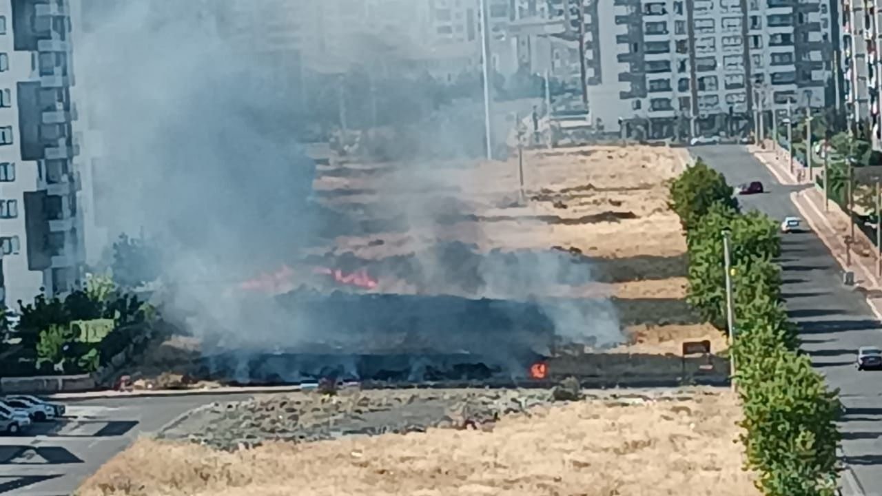 Diyarbakır kent merkezinde anız yangını evleri tehdit etti