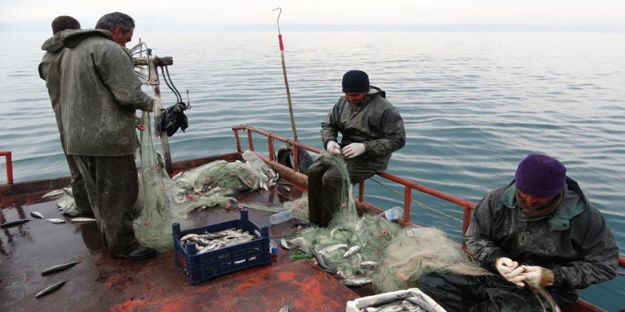 Van Gölü'nde balıkçılar ağlarını suya bıraktı