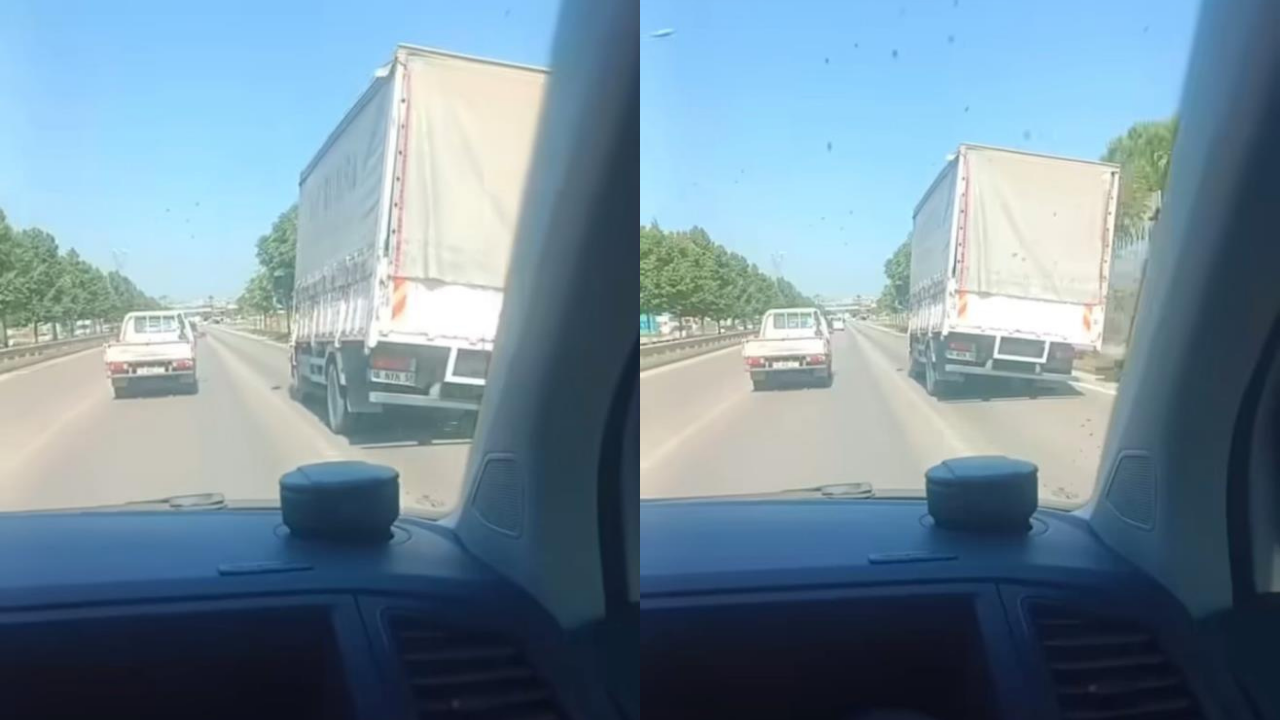 Trafikte yan giden kamyon yürekleri ağza getirdi