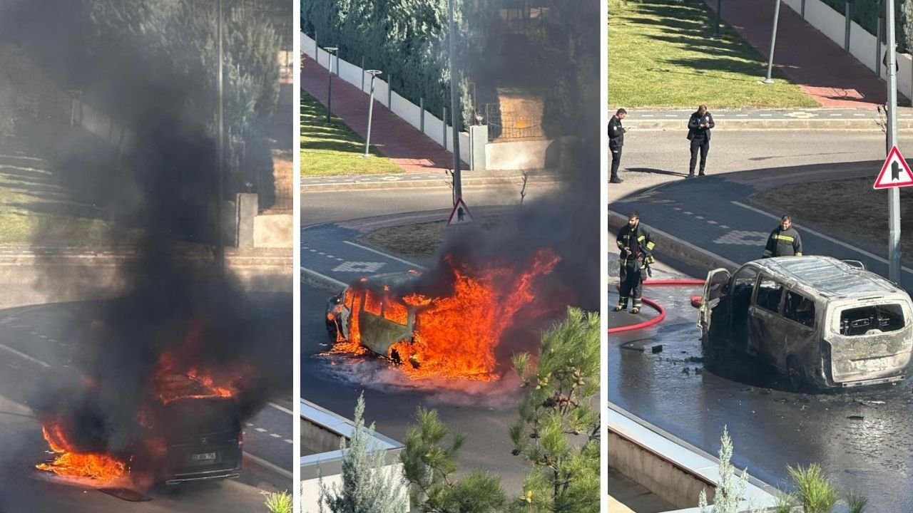 Diyarbakır'da park halindeki araç yandı