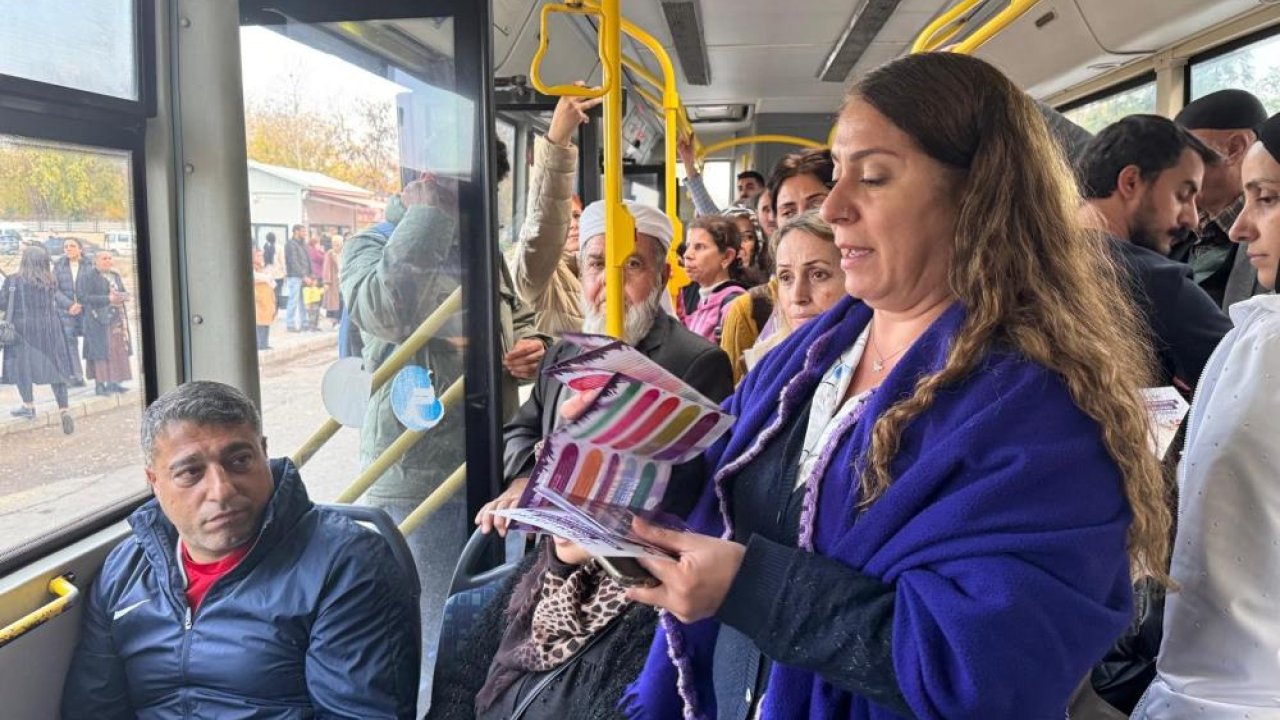 Diyarbakır’da kadınlar otobüslerde broşür dağıttı