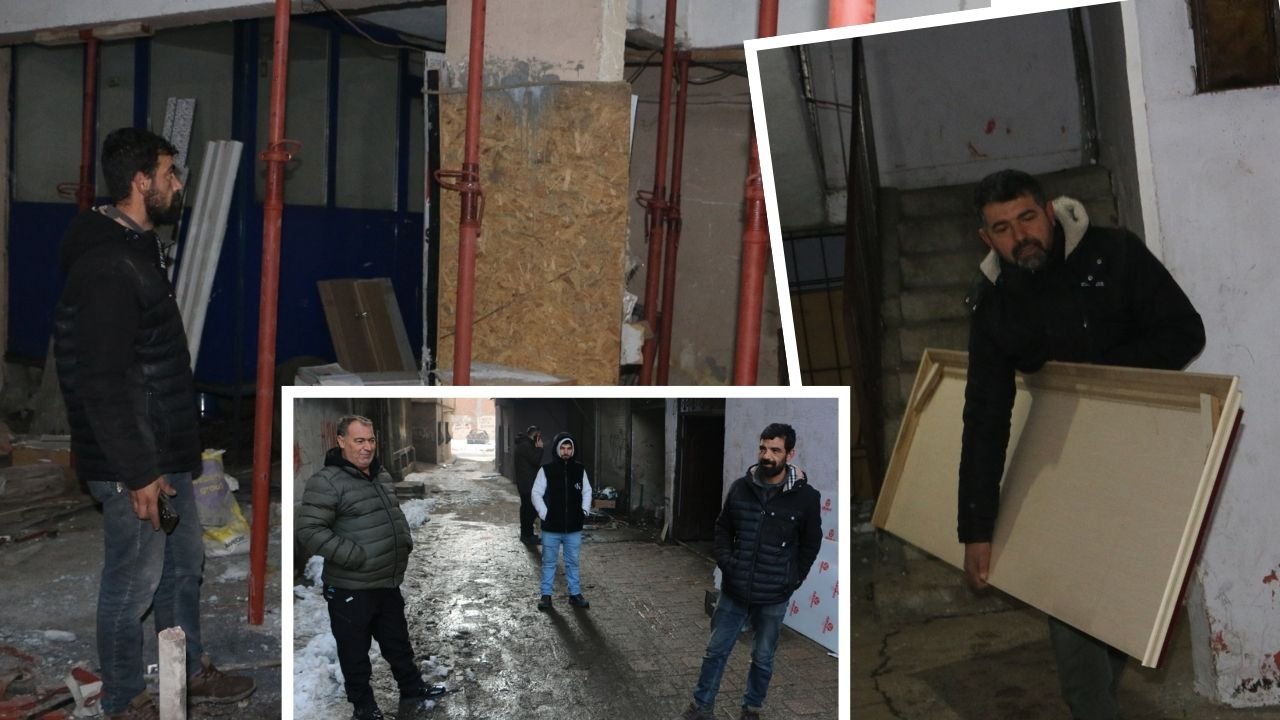 Diyarbakır’da çaresizlik isyanı; Kolonları çatlayan binayı güçlendirip tahliyeye başladılar!