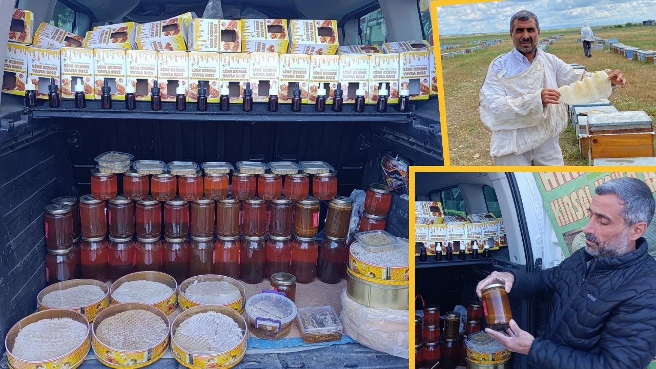 Mehmet Gümüş’ün bal mesaisi; Hem üretip, hem de satıyor