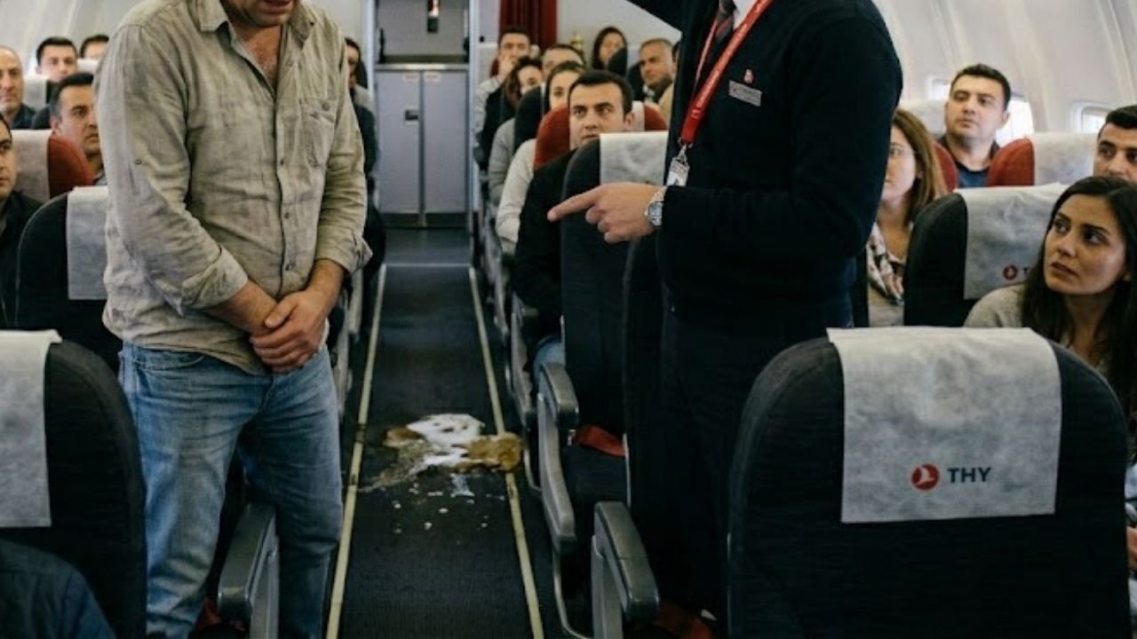Havada tuvalet krizi; İzin verilmeyince kabine yaptı