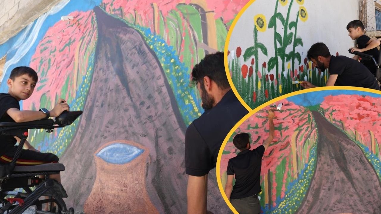 Diyarbakırlı Zeynel’in yürüyemediği yolları babası duvara çizdi