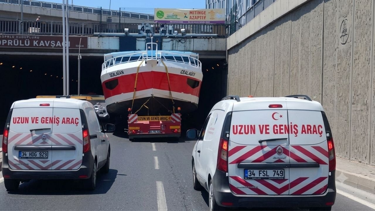 Diyarbakır’da heyecan yaratan görüntü; Tır’daki gemi üst geçite çarptı
