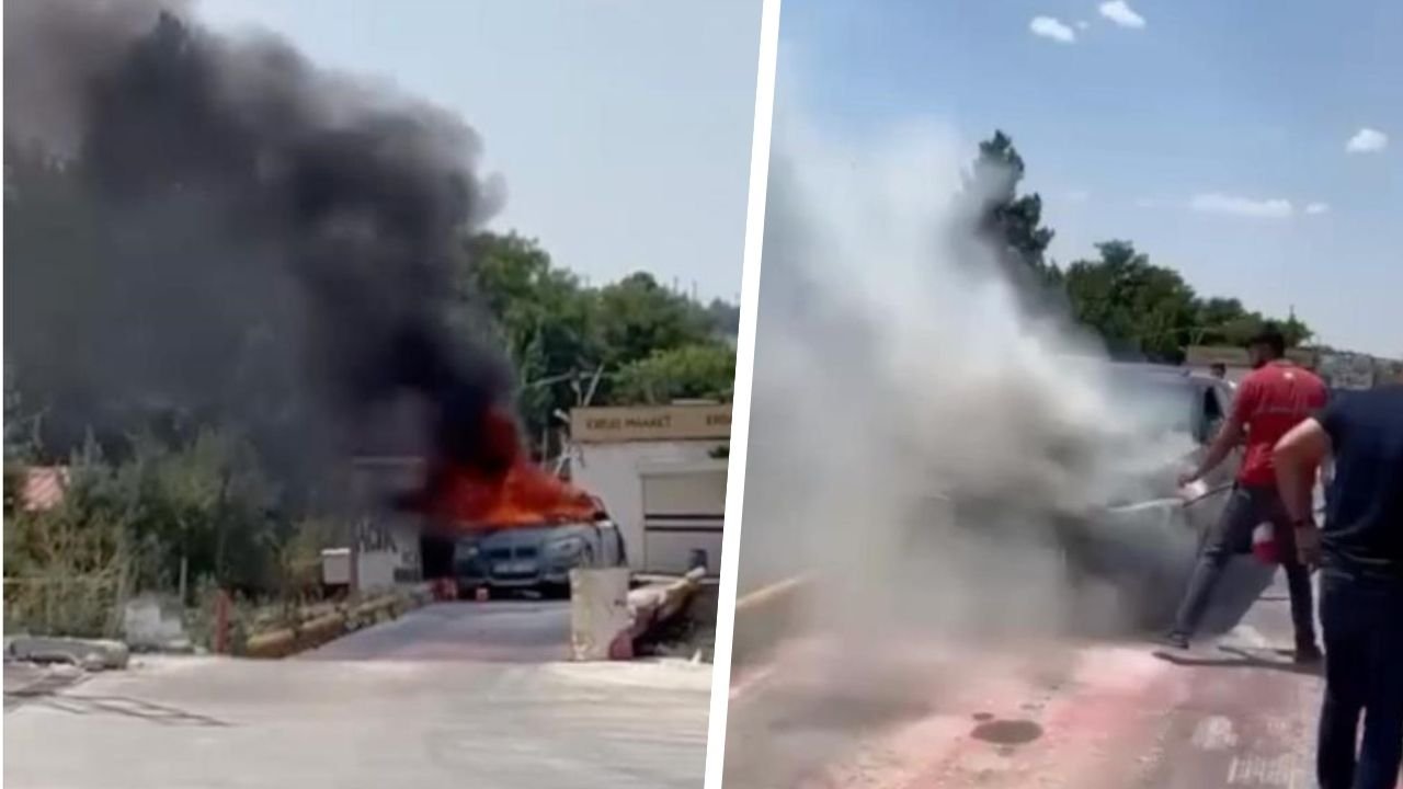 Diyarbakır’da seyir halindeki araç alev aldı