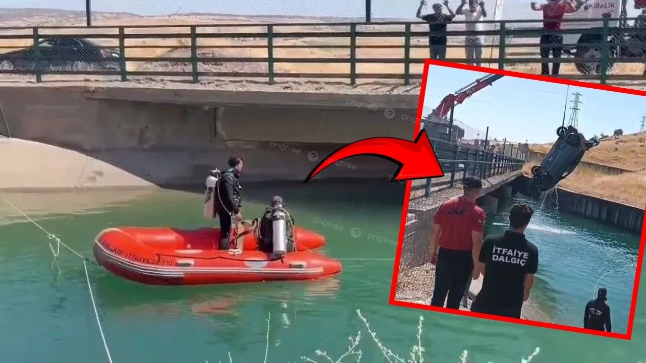 Diyarbakır’da zamanla yarış: 4 kişinin bulunduğu otomobil sulama kanalına düştü