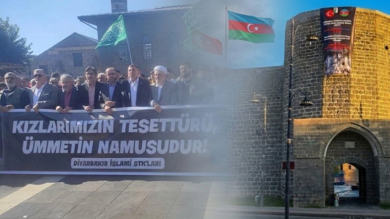 Diyarbakır'da Azerbaycan'a tepki: Surları'a bayrak asıldı, Ulu Cami'de protesto