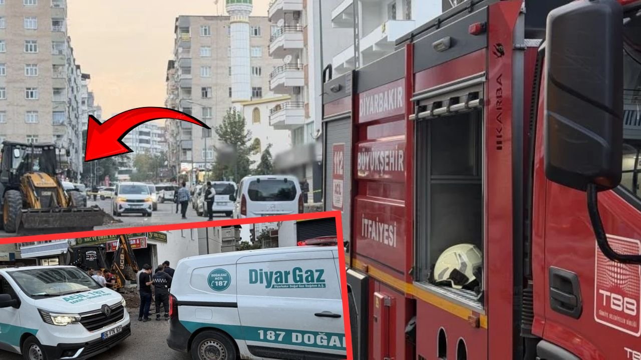 Diyarbakır’da iş makinesi doğal gaz borusuna zarar verdi: Ekipler seferber oldu